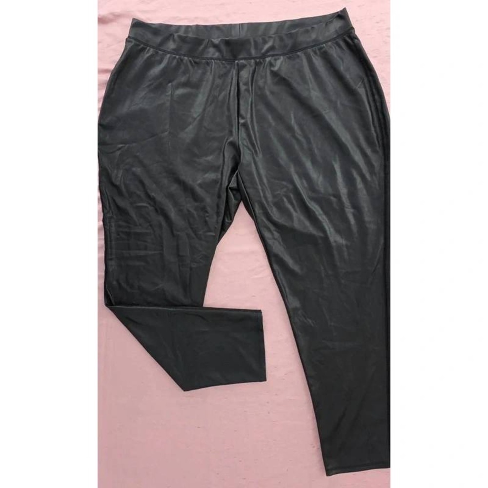 Ashley Stewart Womens Plus 26/28 Black Faux Leather Leggings